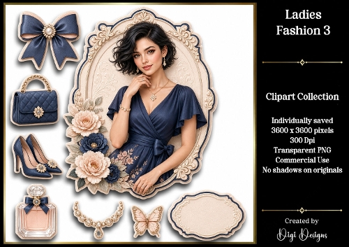 Ladies Fashion 3 Clipart Collection 