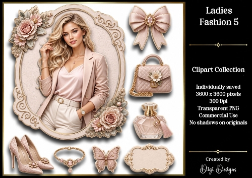 Ladies Fashion 5 Clipart Collection 