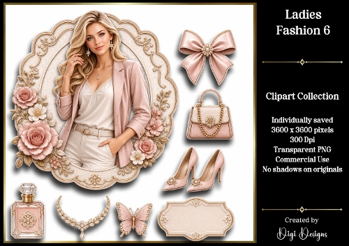 Ladies Fashion 6 Clipart Collection 