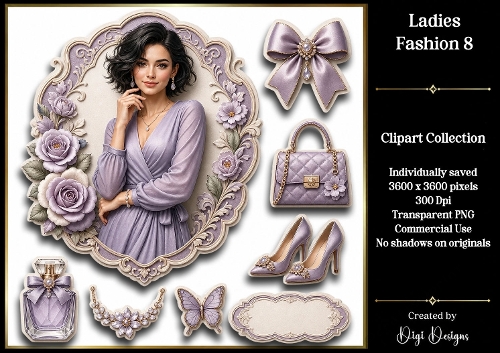 Ladies Fashion 8 Clipart Collection 
