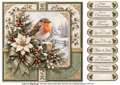 Ornate Christmas Robins - Quick Card 