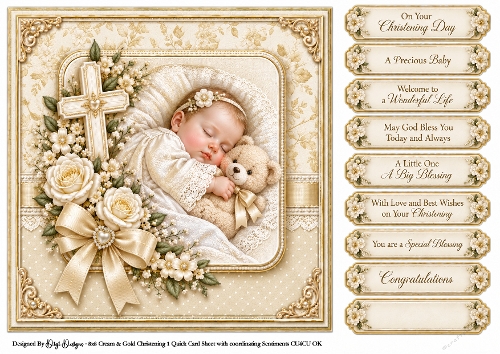Cream & Gold Christening - Quick Card