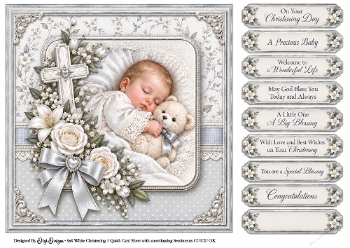 Elegant White Christening - Quick Card