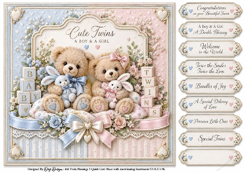 Pastel Twins (Boy & Girl) - Quick Card 