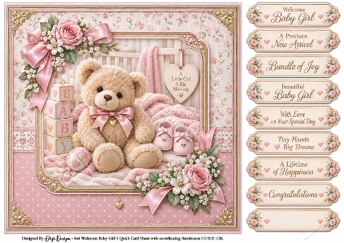 Welcome Baby Girl - Quick Card 
