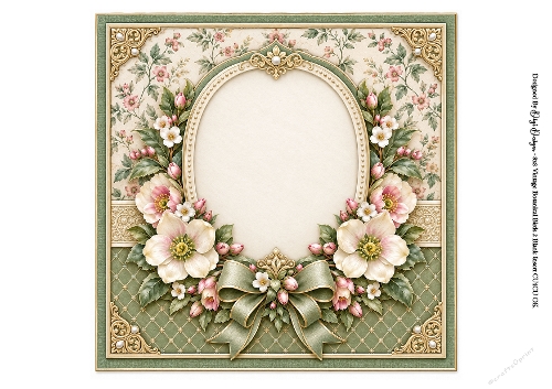 8x8 Vintage Botanical Birds Blank Insert 2