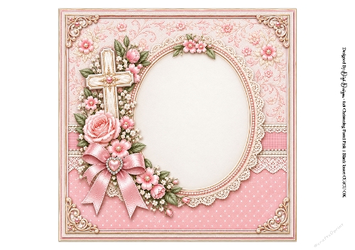 8x8 Pink Pastel Christening Blank Insert 