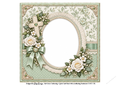 8x8 Green Christening Blank Insert 