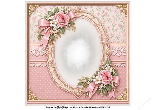 8x8 Welcome Baby Girl Blank Insert 