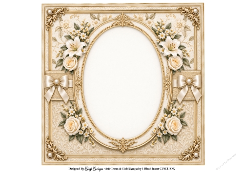 8x8 Cream/Gold Sympathy Blank Insert 