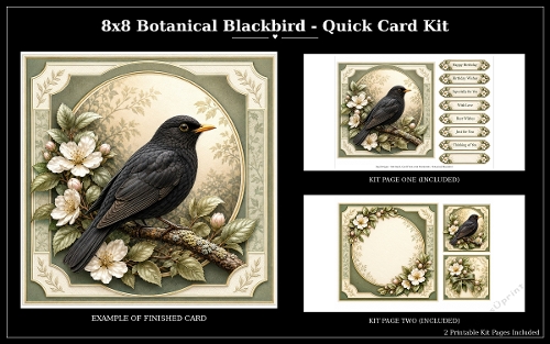 Botanical Blackbird - Quick Card Kit 
