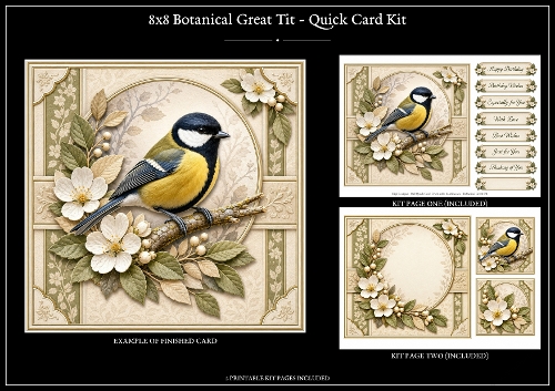 Botanical Great Tit - Quick Card Kit 