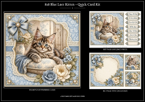 Blue Lace Kitten  - Quick Card Kit 