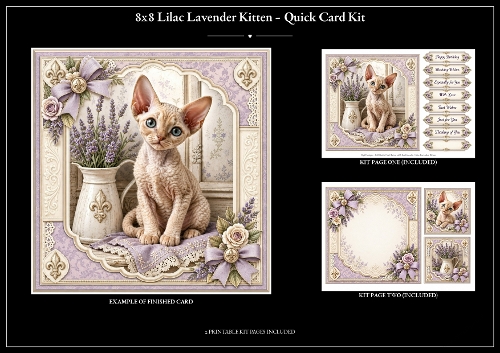 Lilac Lavender Kitten - Quick Card Kit 