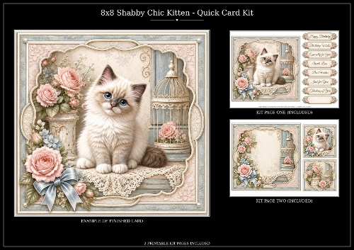 Shabby Chic Kitten 2 - Quick Card Kit 