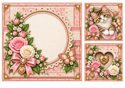 8x8 Rose Kitten - Blank Insert 