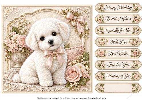 8x8 Bichon Frise Quick Card Fronts with Sentiments