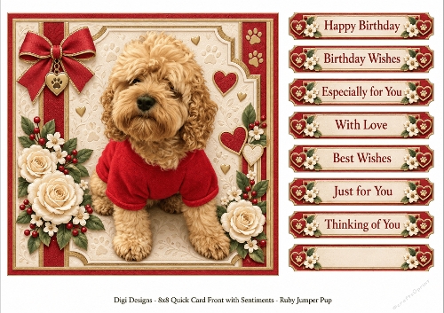8x8 Pip Cockapoo Quick Card Fronts with Sentiments