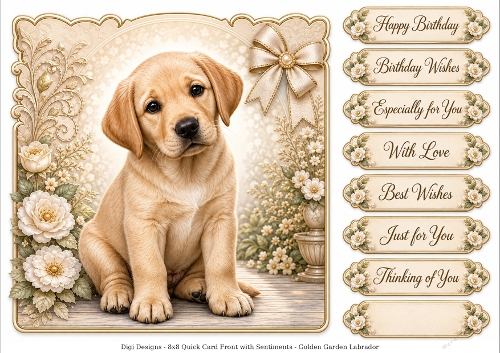 8x8 Golden Labrador Quick Card Fronts with Sentiments