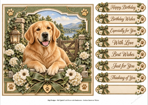 8x8 Golden Retriever Quick Card Fronts with Sentiments