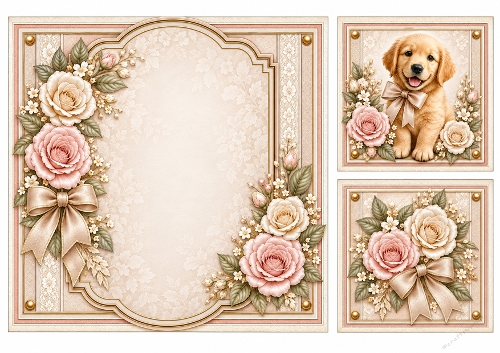 8x8 Blush Golden Retriever Blank Insert