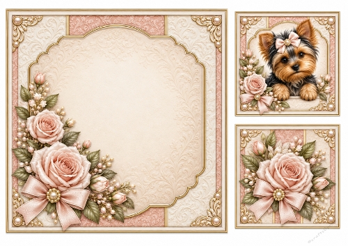 8x8 Blush Rose Yorkie Blank Insert