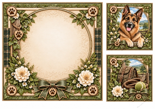 8x8 Rustic German Shepherd Blank Insert