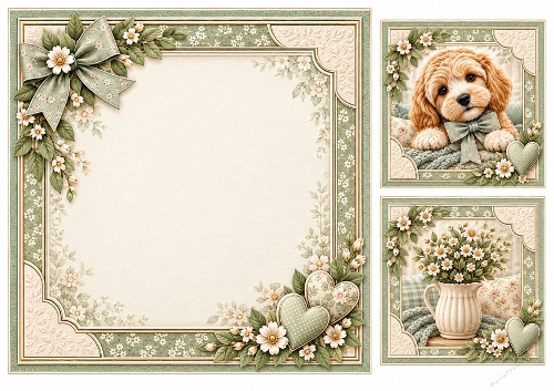 8x8 Sage Snuggle Pup Blank Insert