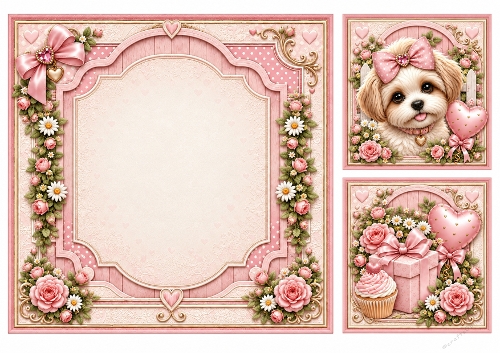 8x8 Sweet Birthday Puppy Blank Insert