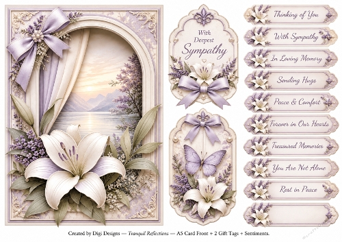 A5 Lavender Tranquil Quick Card Front with Sentiments 