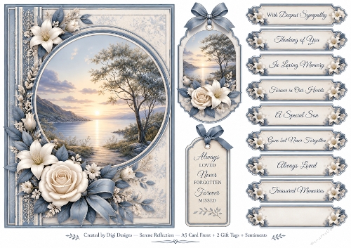 A5 Tranquil Refections Quick Card Front with Sentiments 