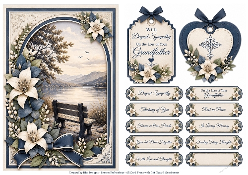 A5 Serene Refections Quick Card Front with Sentiments 