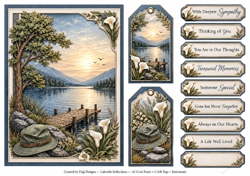 A5 Lakeside Refections Quick Card Front with Sentiments 