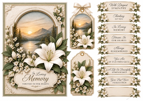 A5 Lily Sunset Quick Card Front with Sentiments 