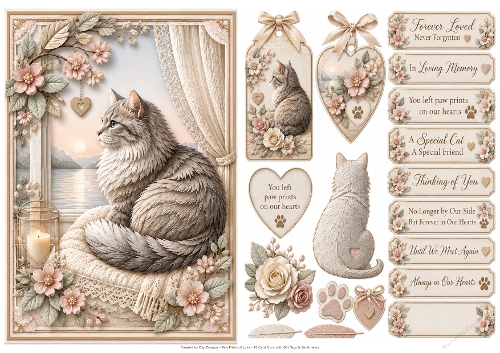 A5 Paw Prints of Love Quick Card Front with Sentiments 