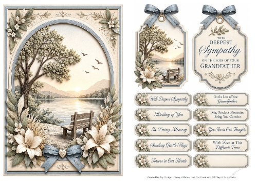 A5 Tranquil Waters Quick Card Front with Sentiments 