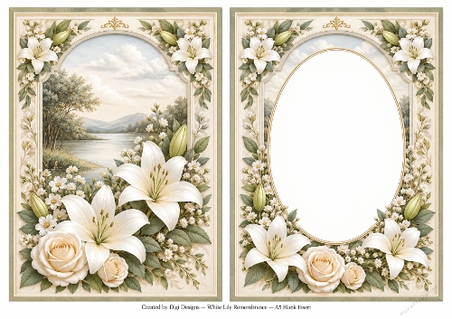 A5 Elegant Lily Memorial Blank Insert 
