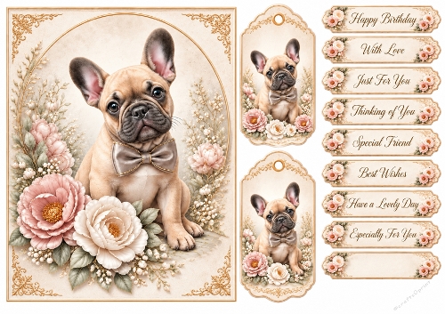 A5 French Bulldog Quick Card Front with Sentiments 