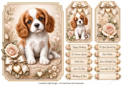 A5 Vintage Cavalier Quick Card Front with Sentiments 