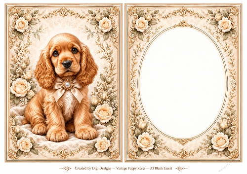 A5 Vintage Puppy 2 Blank Insert 