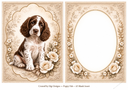 A5 Vintage Spaniel Blank Insert 
