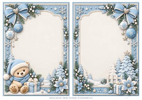 A5 Baby Boys 1st Christmas - Blank Insert 