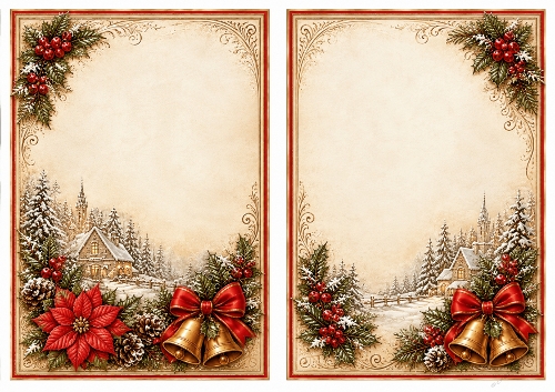A5 Christmas Puppy & Kitten - Blank Insert 
