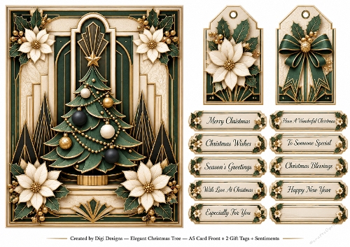 A5 Elegant Art Deco - Quick Card Front, Gift Tags and sentiments 