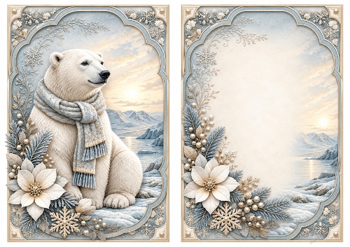 A5 Elegant Polar Bear - Blank Insert 