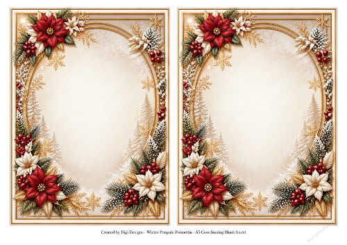 A5 Festive Penguins 2 - Blank Insert 