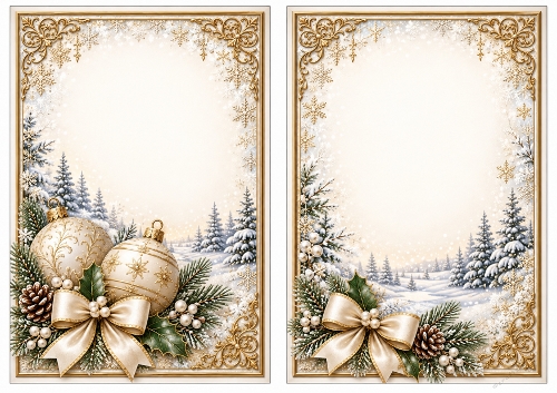A5 Golden Winter Baubles - Blank Insert 