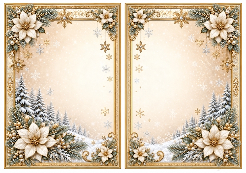 A5 Golden Winter Elegance - Blank Insert 