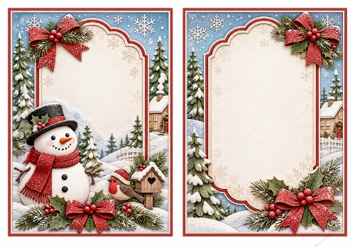 A5 Snowman Cottage - Blank Insert 