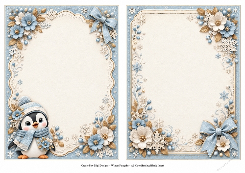 A5 Winter Penguin - Blank Insert 